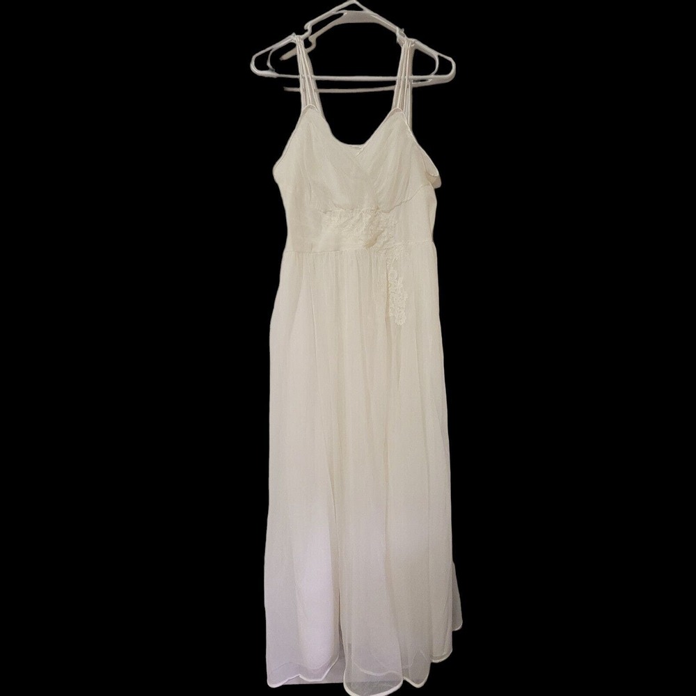 Vintage Bridal Gotham Lingerie Long Nylon Spaghetti‎ Sheer Chiffon Overlay Sz 36